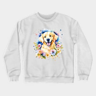 Golden Retriever - Cute Smile Dog Watercolor Crewneck Sweatshirt